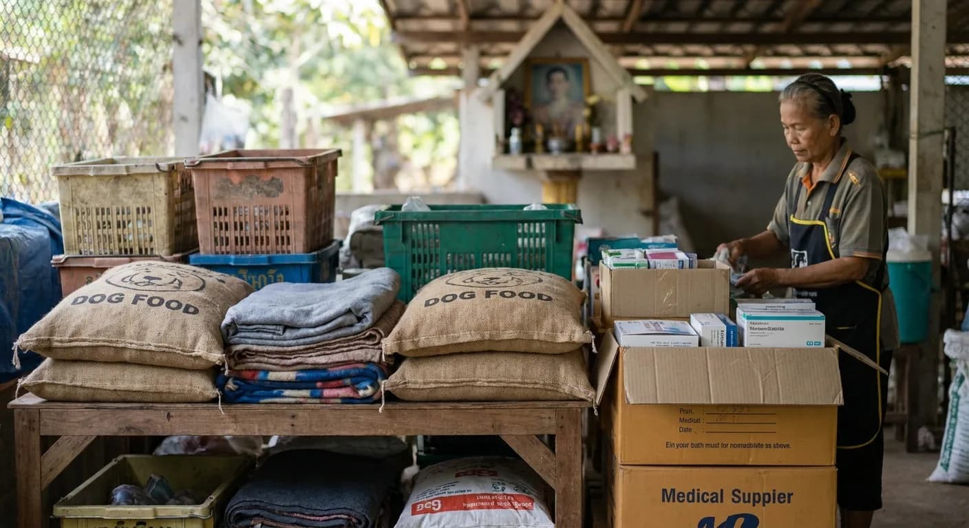 Donated supplies for rescued animals